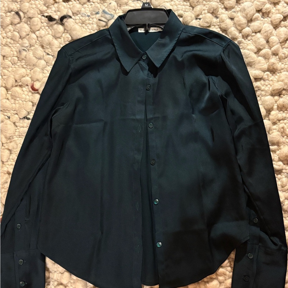 Women’s Dark Green Satin Shirt